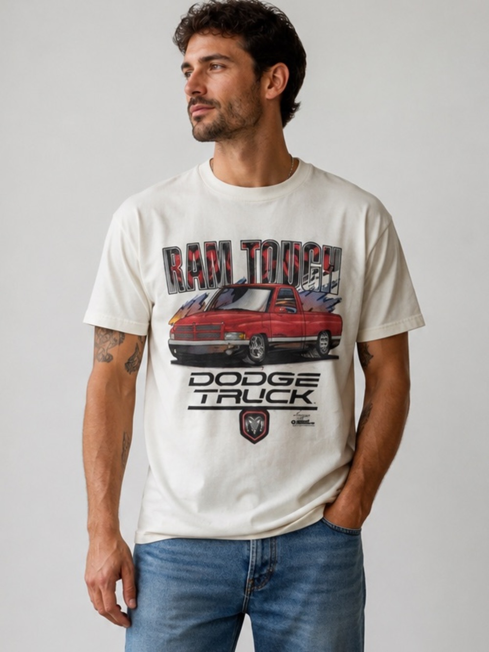 Vintage 90s Dodge Ram Tough Bad truck car aop all over print T shirt USA 1995